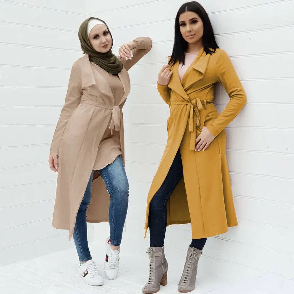 Мусульманский женский открытый abaya вязаный кардиган с лацканами Платье длинное кимоно Пальто вязаное Jubah Ближний Восток Исламская одежда Турецкая верхняя одежда