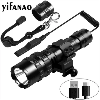 

Tactical LED Flashlight with Remote Waterproof Scout Light Torch USB Rechargeable Flash Light for Outdoor Hunting Fishing