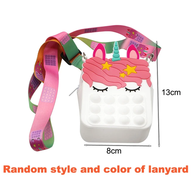 Fashion Poppet Push Bubbles Toy Rainbow Unicorn Kawaii Coin Purse Children Wallet Ladies Bag Silica Gel Simple Dimple Fidget Toy WJ49-1