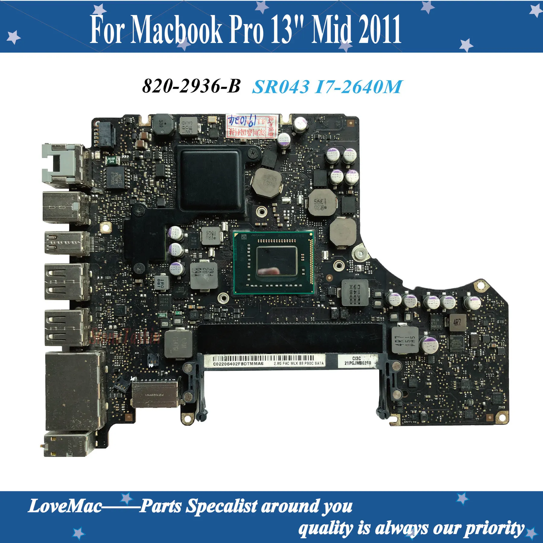 Высококачественная логическая плата A1278 для Macbook Pro 13 &quotMid 2011 SR043 I7-2640M 2 8 ГГц 820-2936-A