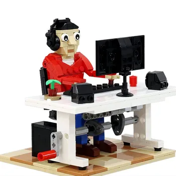 

City Accessories Building Blocks Office House Computer Office Worker Figure Model Compatible MOC Bricks Kids Toys for Children