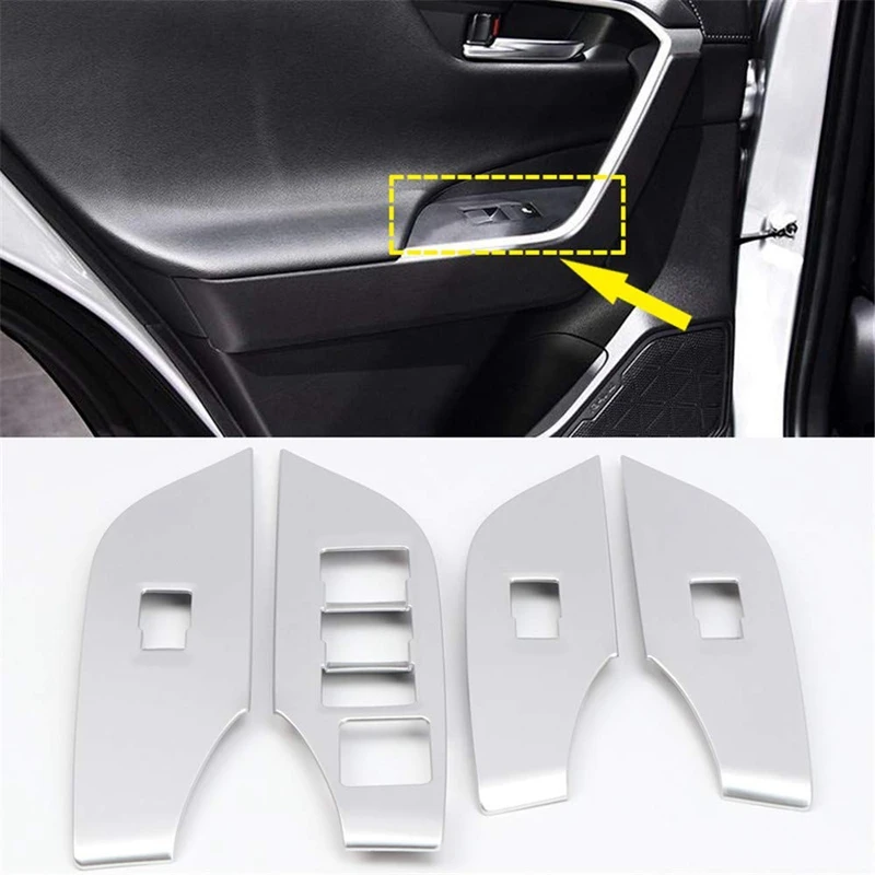 

Car Interior Window Switch Console Panel Trim Fit for Toyota RAV4 2019 2020 -Without Seat Heating Function Button Holes (Matte S