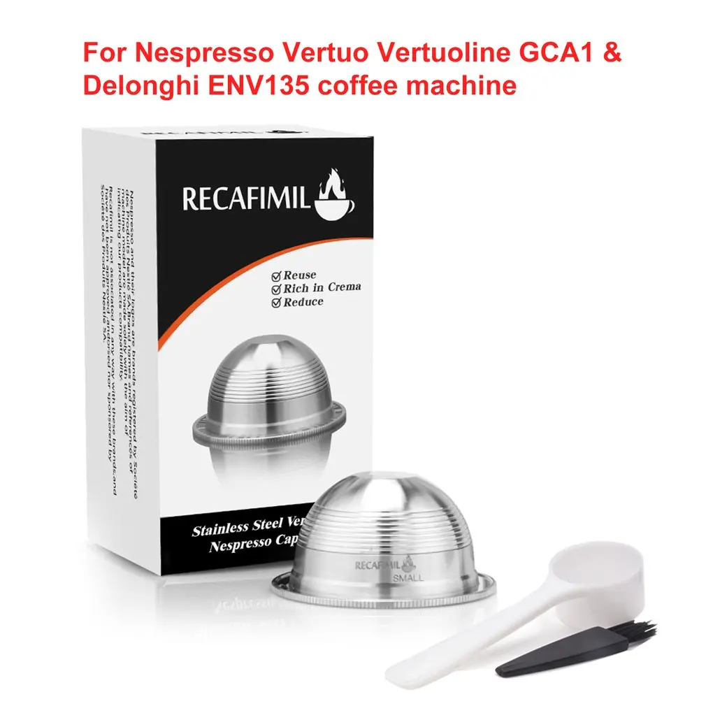 

Refillable Coffee Capsule Pod Filter Dripper Tamper Stainless steel Compatible with Nespresso GCA1 ENV135 Coffee Machine