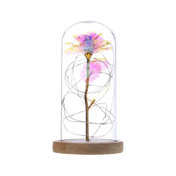 

New Style Enchanted Forever Rose Flower In Glass LED Light Valentine's Day Xmas Home Decoration Products