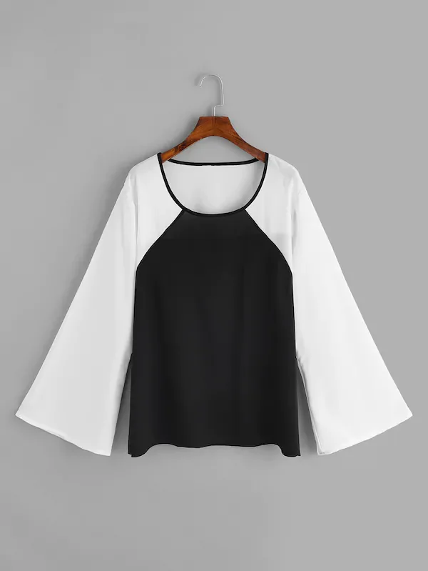 

Plus size XXXXL Hot sale Female Blouse Tops 2019 Summer Chiffon O-Neck Female Blouse Tops Loose Casual Flare Sleeve Blouses