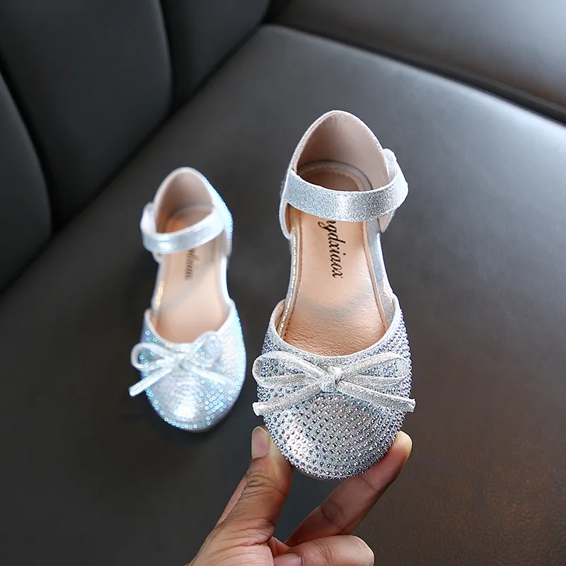 ULKNN 2020 New Arrival Girls Dress Shoes For Children With Crystal Cute Bowtie Affordable Girls Shoes Holiday Parties Dresses