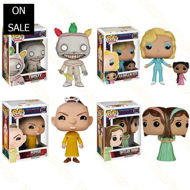 

Funko pop American Horror Story Twisty freak show PEPPER TATTLER TWISTY ELSA MARS & MA PETITE Vinyl Action Toys for gifts