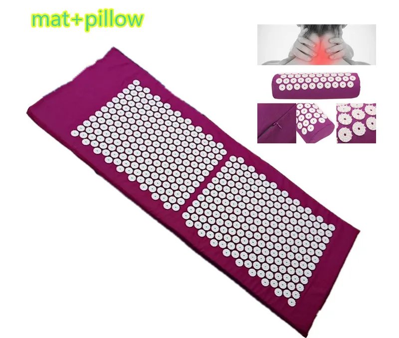 Массажная подушка(около 129*50 см) Наборы для иглоукалывания снимают стресс и боль в спине акупрессура коврик с подушкой массаж и релаксация - Цвет: purple