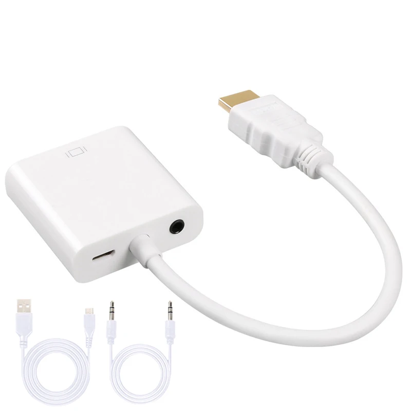 Адаптер hdmi-vga кабель конвертер HDMI VGA кабель Поддержка 1080P с аудио кабелем для HD tv xbox PS3 PS4 ноутбука ТВ коробка - Цвет: audio power supply