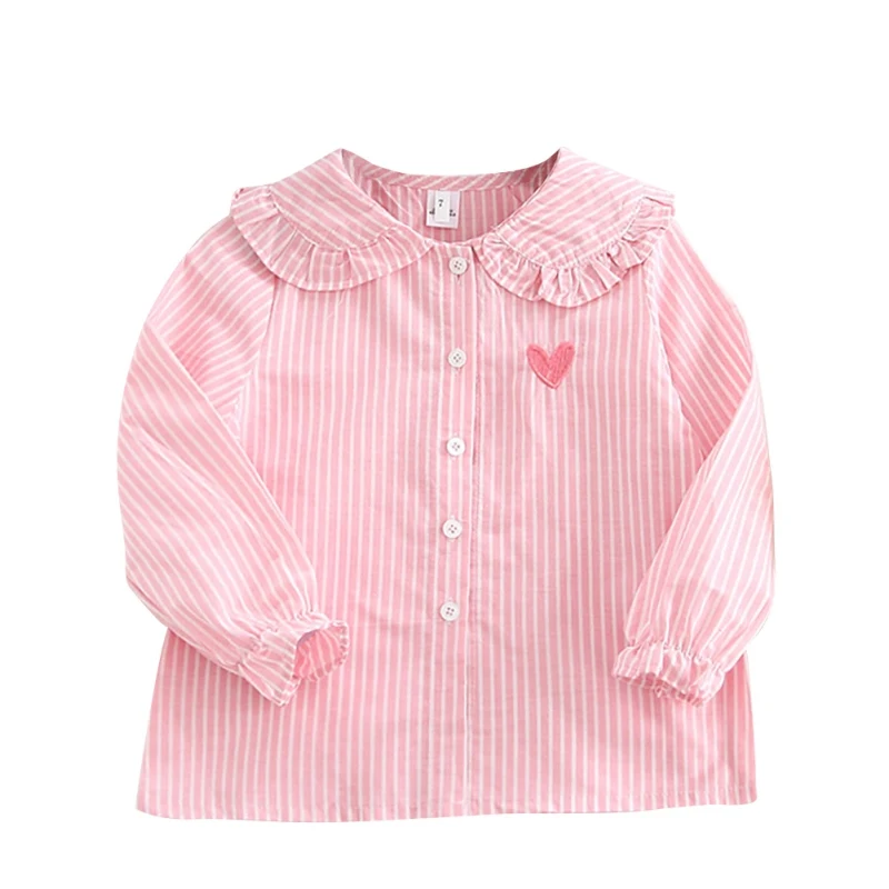 Рубашки для маленьких девочек; блузка с длинными рукавами; рубашки с сердечками для девочек; хлопковые рубашки принцессы для маленьких девочек; повседневные топы для малышей - Цвет: ZJ0167P