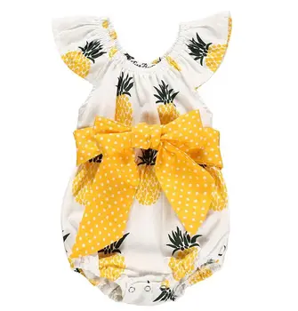 

Infant Newborn Baby Girl Pineapple Ruffle Romper Jumpsuit Outfits Clothes Pineapple Romper Bodysuit Bowknot Outfit