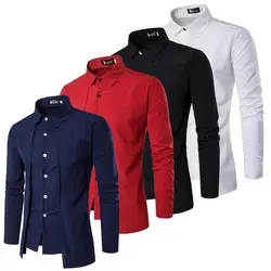 2021 moda camisas para homens outono manga longa turn down collar camisas hombre branco formal topos roupas preto negócios