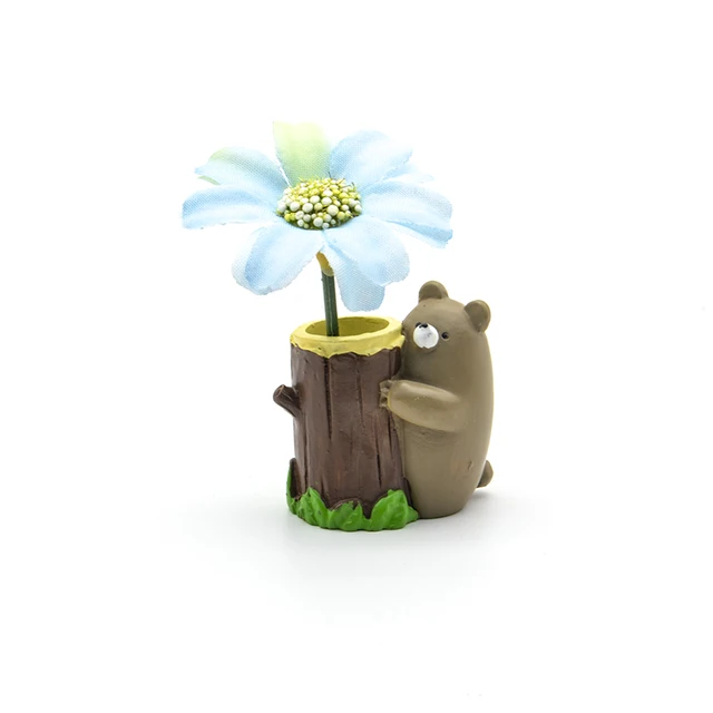 genuine capsule toys cute kawaii animal bear squirrel rat bunny tree stump mini Pen holder Storage tube gashapon office ornament 5
