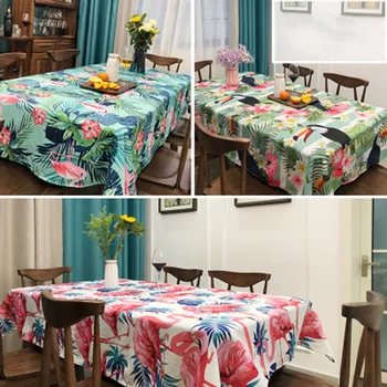 

Nordic style animal flamingo tablecloth tropical palm leaf polyester tablecloth mantelpiece desktop dustproof