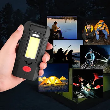 

Flashlight Torch USB Rechargeable LED Work Light Magnetic COB Lanterna Hanging Hook Lamp For Outdoor Camping #C