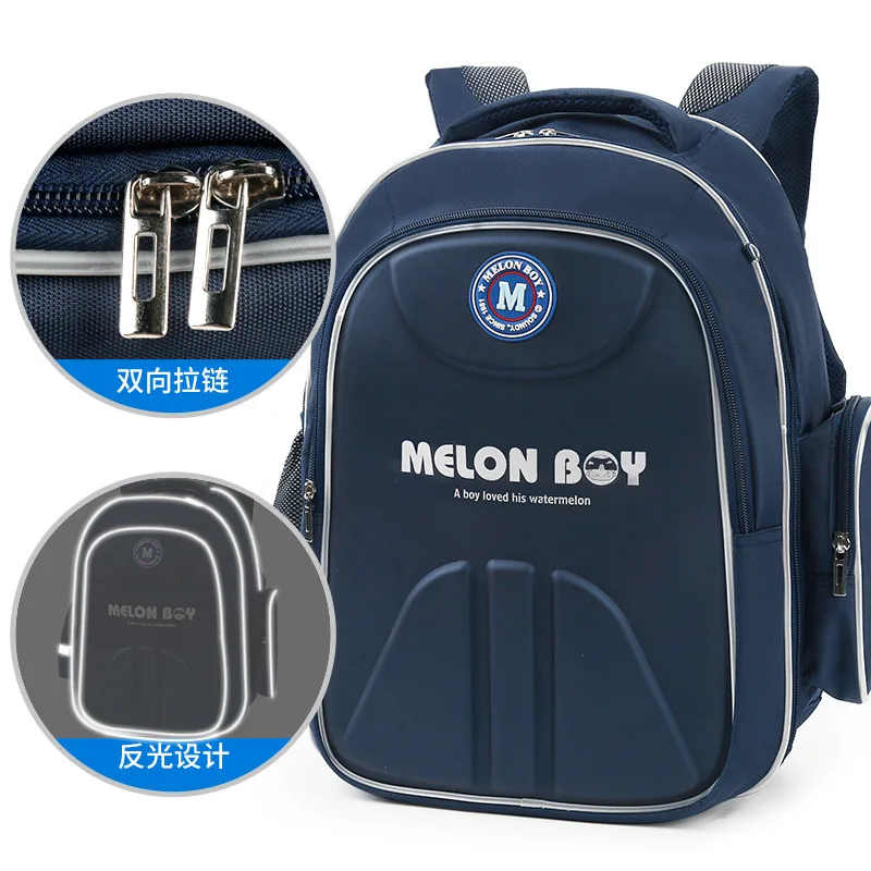 

School Bag Young STUDENT'S BOY'S 2-5 Third Grade Melon Boy Children 6-12 a Year of Age Burden Relieving Spine-Boy Backpack 3