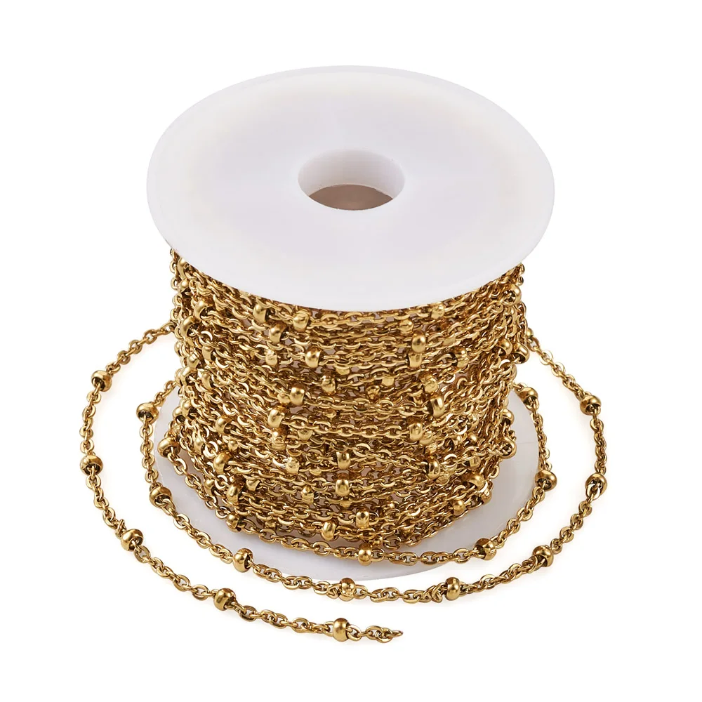 5m/roll 304 Stainless Steel Soldered Heart Link Chains for jewelry making DIY Bracelet Necklace Accessories 10x4.5x2mm Golden