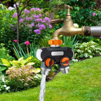 

Garden 2-Way Distributor Water Flow Rubberized Hose Splitters Connector Regulable Practical Faucet Garden Water Connectors #0828