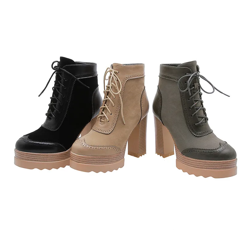 Huapate2019 latest winter single shoes women's high heels platform shoes zipper lace fashion dress party shoes women's shoes