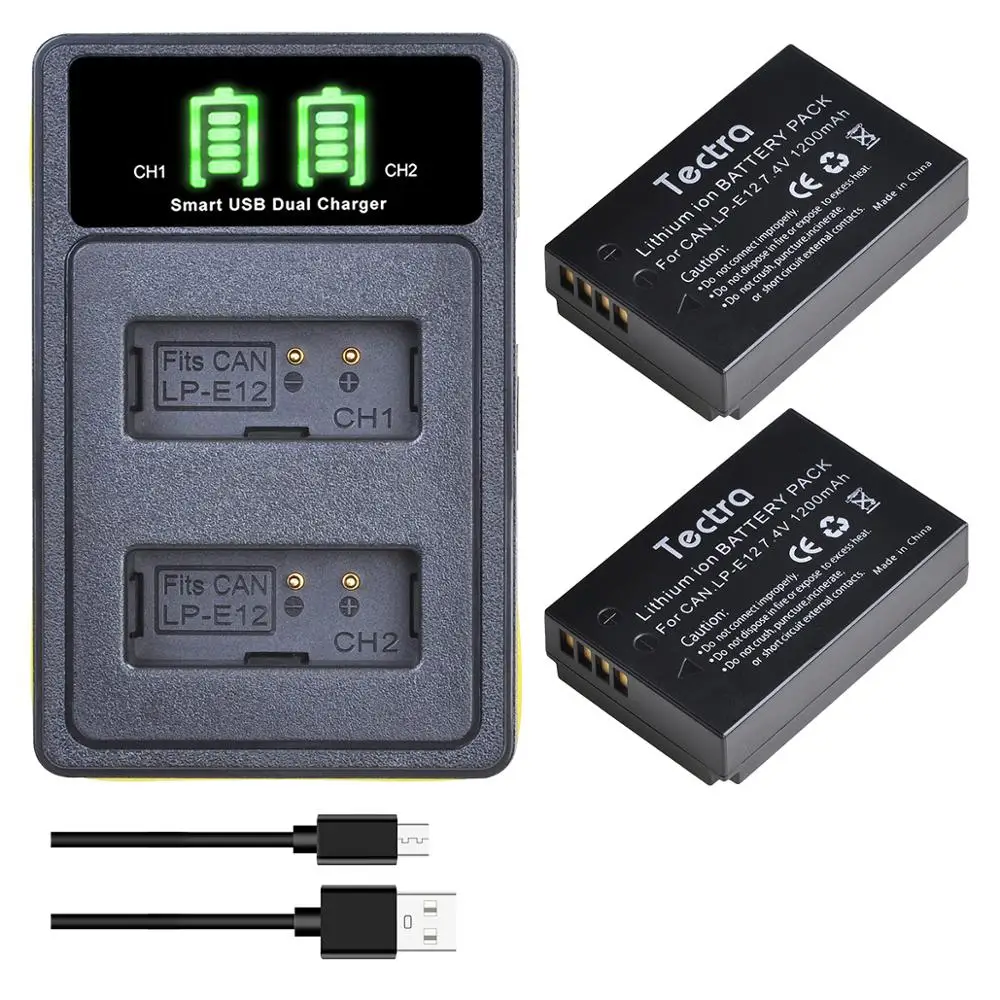 Lp-E12 Batteria E Led Usb Dual Charger Per Canon Sx70 Hs Rebel Sl1 Eos-M Eos M2 Eos M10 Eos M50 Eos M100 Eos M200 Fotocamere