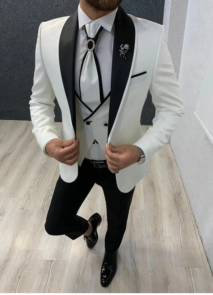 tailored-White-Black-Wedding-Suits-Fit-Prom-Party-Suits-Groom-Tuxedos-Shawl-Lapel-3-Pieces-Formal (1)