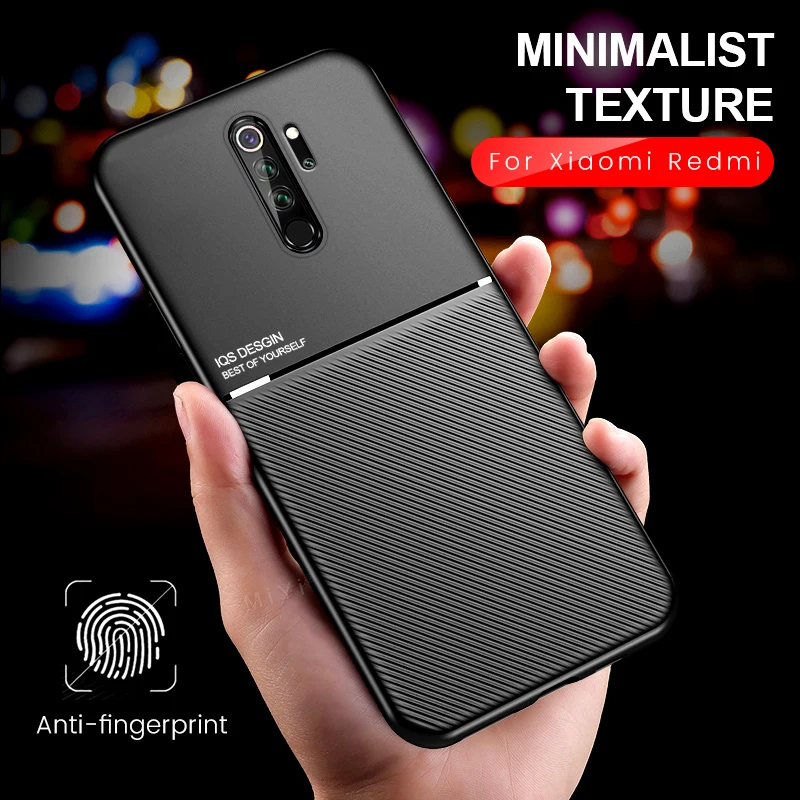 Матовый чехол с кожаной текстурой для xiaomi redmi note 8 pro магнитный автомобильный