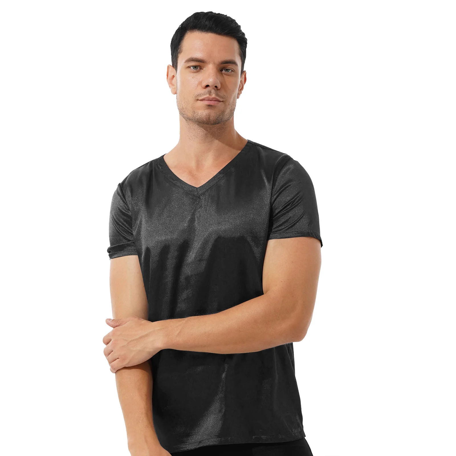 T-Shirt Homme Pyjama/Chemin De Nuit – Col V – Satin – Sans Manches – Neuf Sans Étiquettes