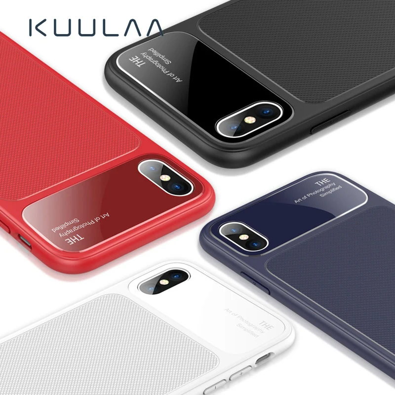 KUULAA For iPhone XS Max Case Luxury Silicone Glass Phone iPone XSMax Slim Shockproof Back Soft Cover X XR |