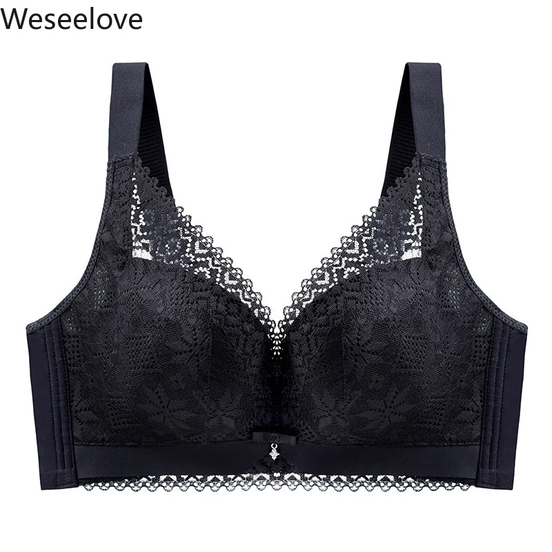 

Weseelove Hot Sale Bras Push Up Bra Sexy Without Rims Lace Women's Bra Black Color Light and Breathable Gather Lingerie M01-2