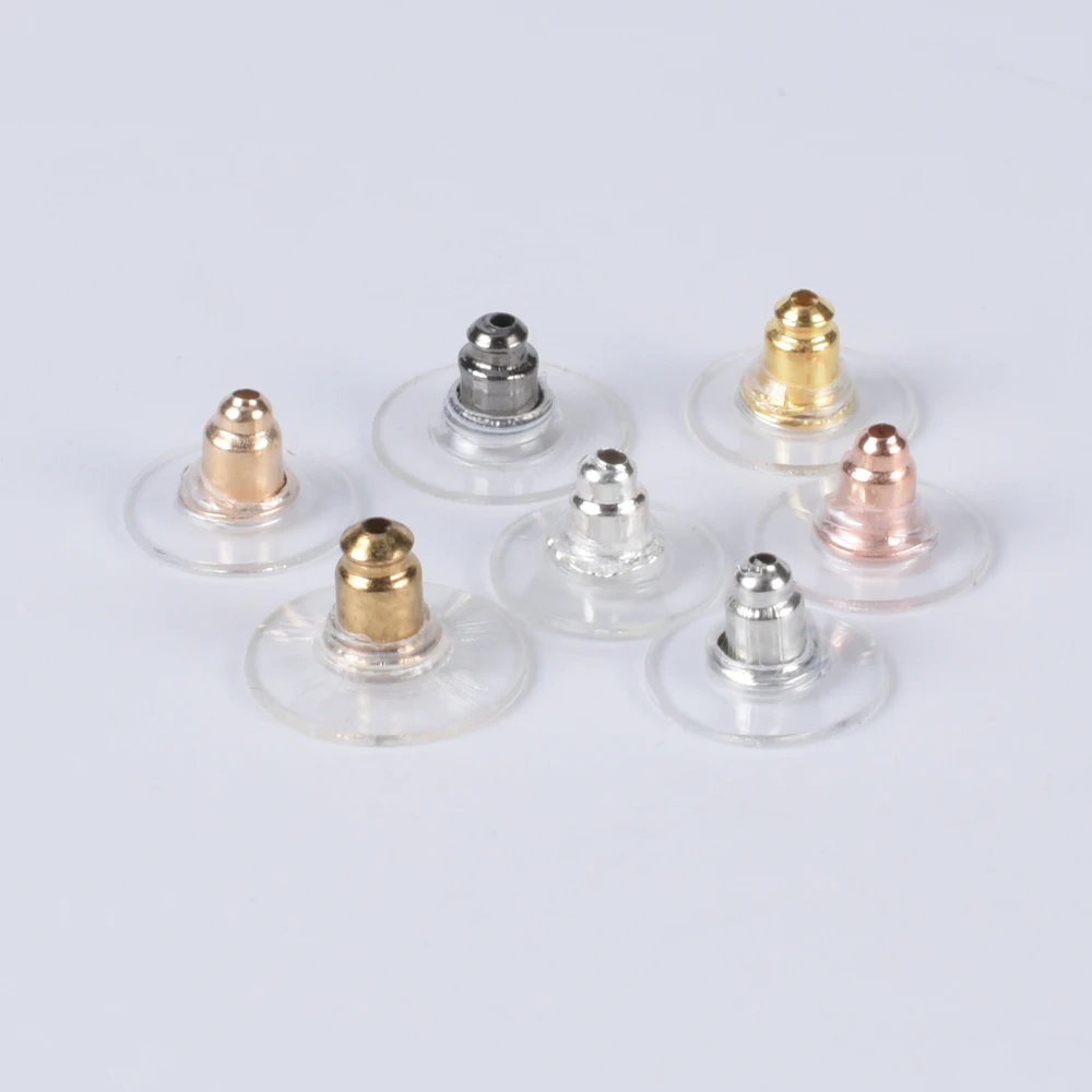 100 unids/lote de goma suave Stud pendiente tapones oído puesto nueces para los resultados de la joyería de bricolaje pendientes Accesorios