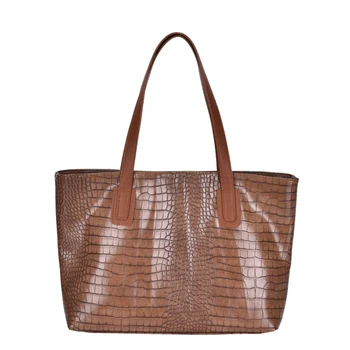 

Classic Solid Alligator Embossing Female Tote Bag Large Capacity Versatile Travel Shoulder Bags for Women