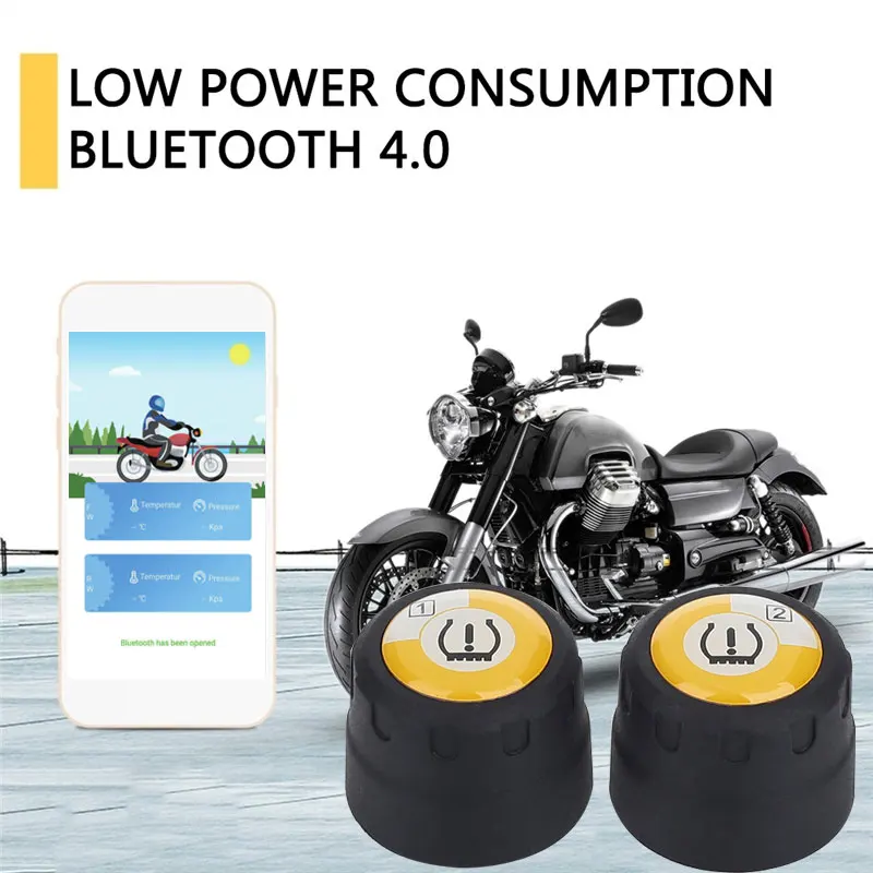 Водонепроницаемый Bluetooth Tpms с 2 датчиками беспроводной мотоцикл мобильный телефон приложение обнаружения беспроводной Tpms черный мотоцикл Tpms