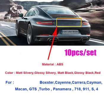 

Wholesale 10Pcs Car Rear Trunk stickers Boot Emblem 911 718 S 4 Sticker Auto Tail Boot Label Abs Material for Boxster Cayman