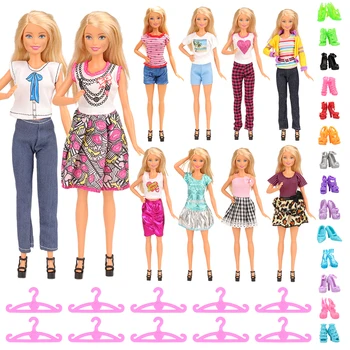 

Fashion 30 Items/lot dolls accessories = Random 10 Doll Clothes+ Kids Toys 10 Shoes 10 Hangers For Barbie DIY Birthday Present