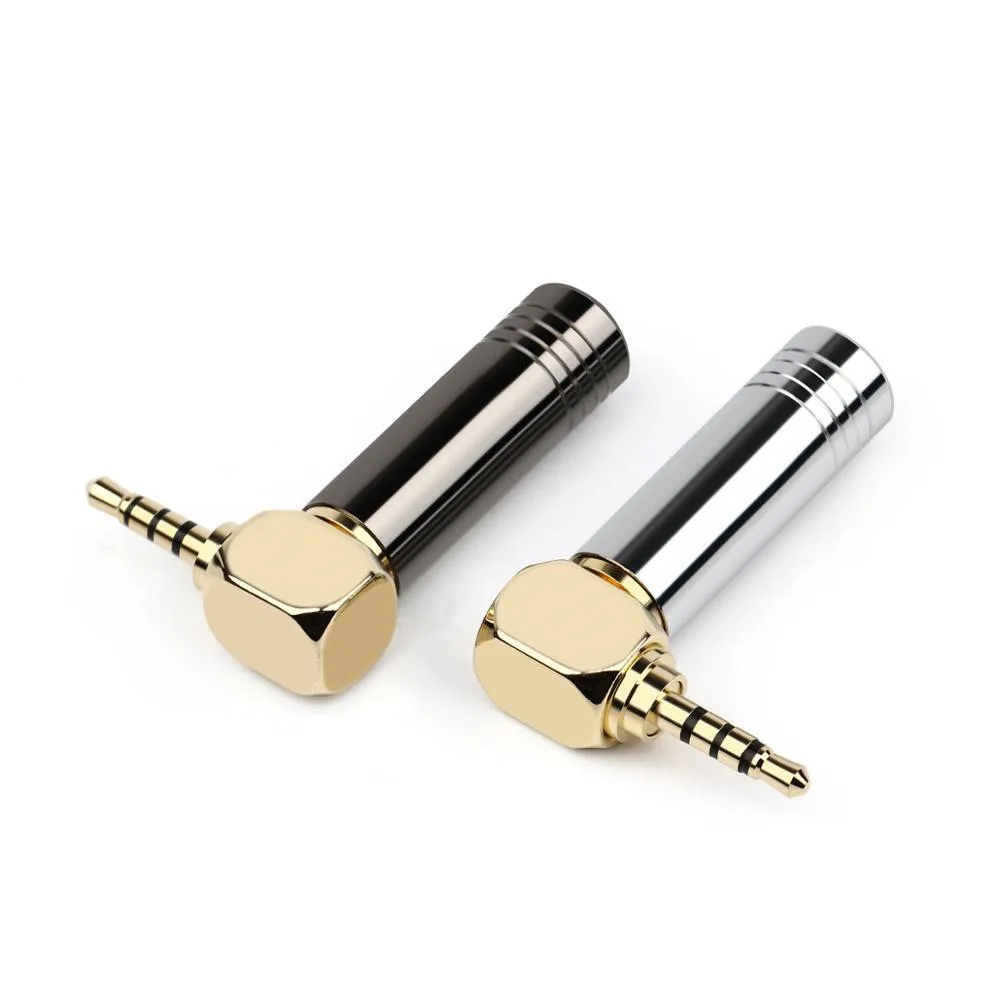 5pcs 2 5mm Jack 90 Degree Right Angle Bend Plug Copper Gold Balance Plug Hifi Headphone Jack Adapter 2 5 Audio Cable Connector