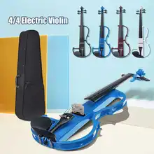 4/4 электрическая скрипка липа скрипка струнная панель алюминиевые литые струны с чехол для наушников канифоль соединительная линия 4 цвета