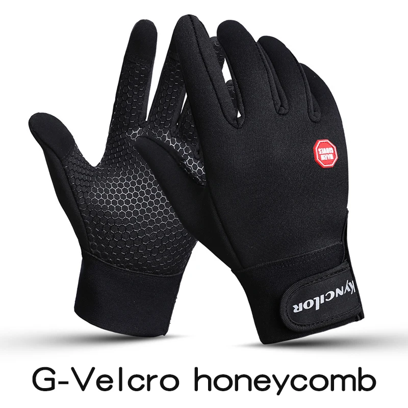 G-Velcro honeycomb Водонепроницаемые зимние теплые перчатки для женщин, ветрозащитные уличные утолщенные варежки с цветным сенсорным экраном, унисекс, мужские спортивные велосипедные перчатки G011 - Цвет: G-Velcro honeycomb