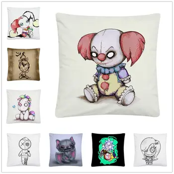

Scary ghost doll cartoon pattern Soft Short Plush Cushion Cover Pillow Case for Home Sofa Car Decor Pillowcase 45X45cm