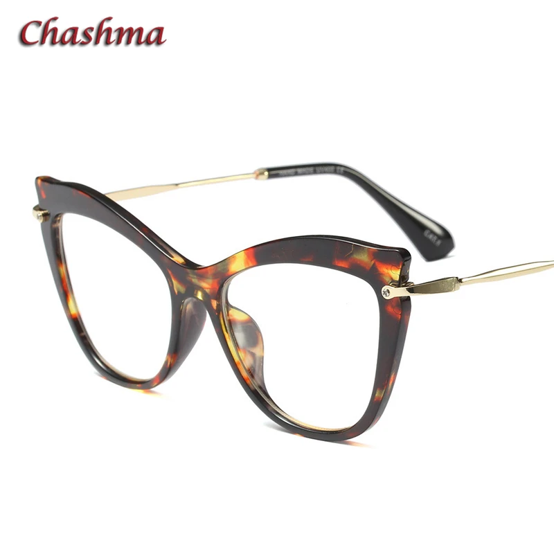 Leopard Chashma, прозрачные оптические очки, оправа для женщин, кошачий глаз, Spectalces, студенческие модные очки по рецепту - Frame Color: Leopard