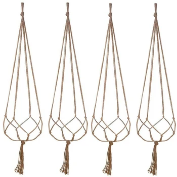 

4pcs Hemp Rope Flower Pot Wall Hanging Balcony Garden Plant Decor Part New