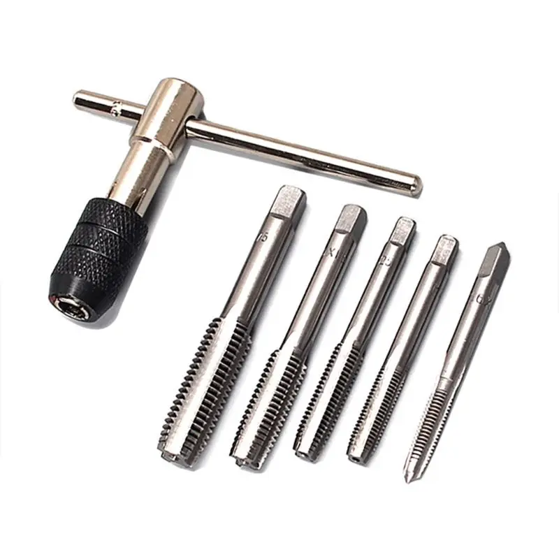 

Adjustable T-Handle Ratchet Tap Holder Wrench Tapping Threading Tool Set M3-M8