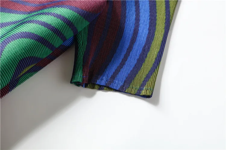 Miyake Плиссированное Платье с принтом размера плюс, платья с коротким рукавом длиной до колена и круглым вырезом, летнее вечернее платье для женщин, мода, новинка