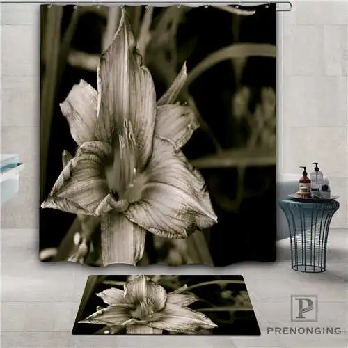 Пользовательские flower_black_background водонепроницаемый Душ занавес дверной коврик домашняя Ванна Ткань полиэстер для ванной разные размеры#-1-05-48 - Цвет: Shower Curtain