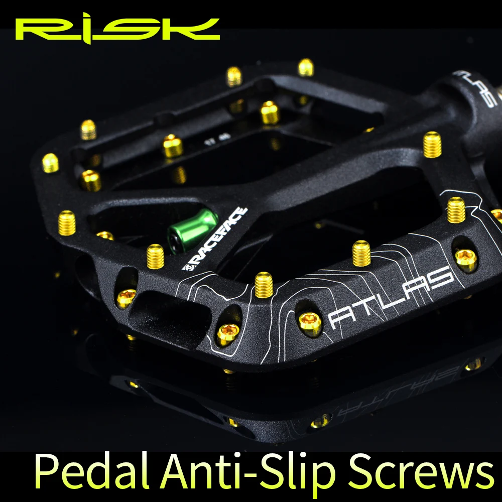 RISK 8 шт. M4* 8 мм титановый сплав противоскользящие болты для горного велосипеда педали TC4 Ti педали противоскользящие винты для XC AM DH велосипед