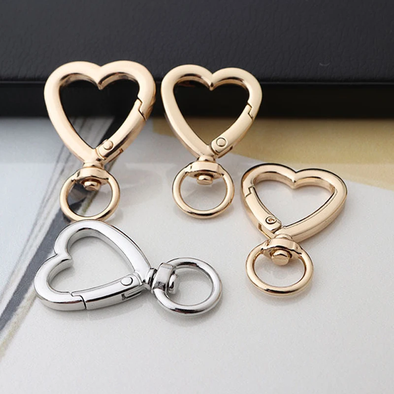 10PC Heart Spring Gate Rings Openable Keychain Leather Bag Belt Strap Dog Chain Buckles Snap Closure Clip Trigger DIY Accessorie