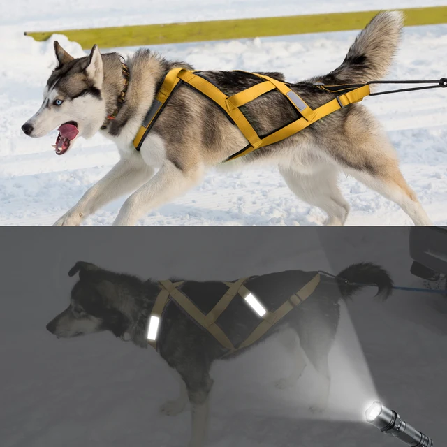 Waterproof Dog Sledding Harness Reflective Pet Sledding Skijoring Harness Big Large Dogs Weight Pulling Vest For Pet Training 4