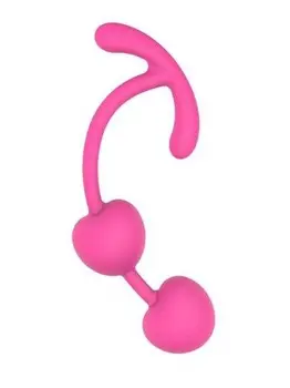 

Pink silicone vaginal balls with limiter