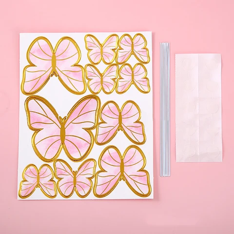 Happy Birthday Cake Butterfly Decoration Painted Decoration Wedding Birthday Party Baking Baby Shower Supplies