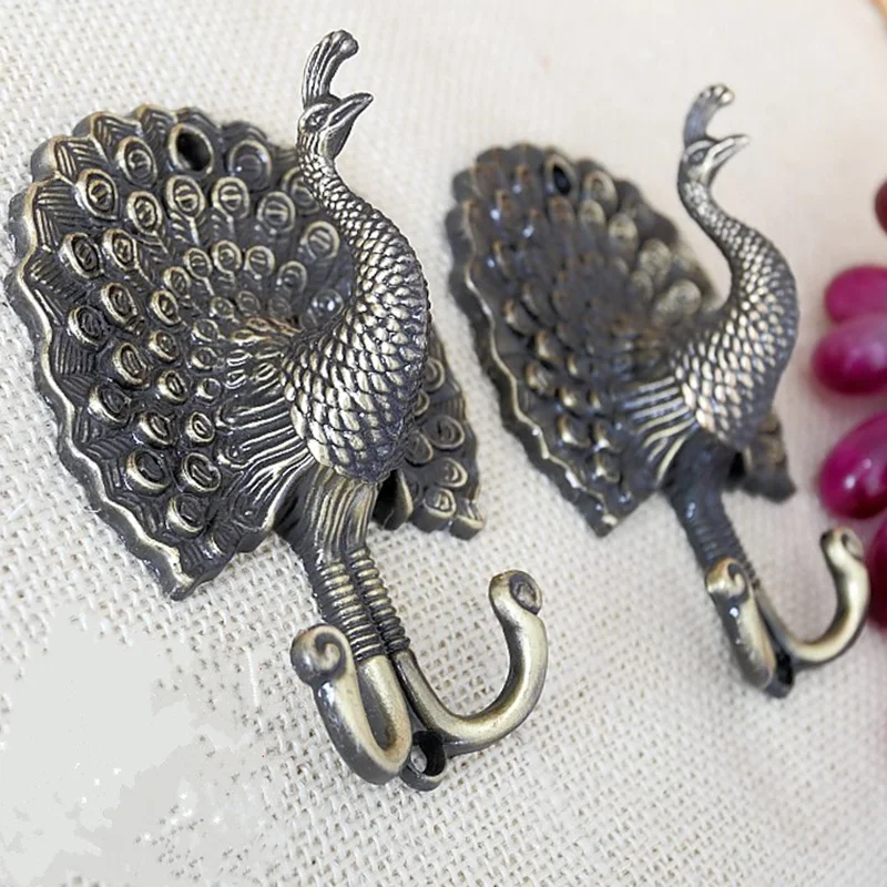 Настенный крючок в форме павлина из цинкового сплава 2 шт. держатель для штор