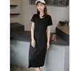 2022 Fashion Solid V-Neck Short Sleeve Summer Dress Modal Long Women Dress Plus Size Slim Casual Maxi Vestidos Streetwear Robe ► Photo 2/6